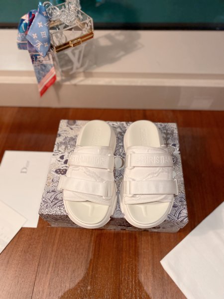 Dior embroidered platform slides