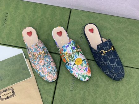 Gucci New color plaid GG denim slippers