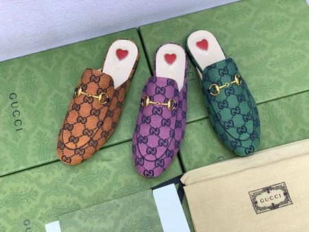 Gucci New color plaid GG canvas slippers