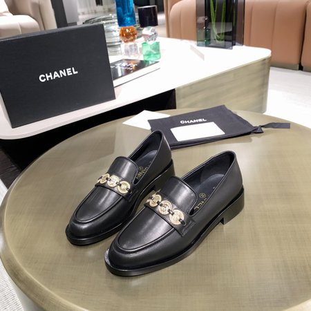 Chanel Gold coin buckle loafers