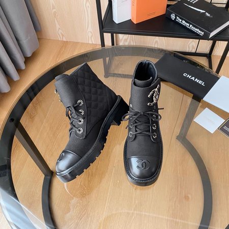 Chanel Denim/calfskin women s boots