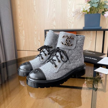 Chanel Denim/calfskin women s boots