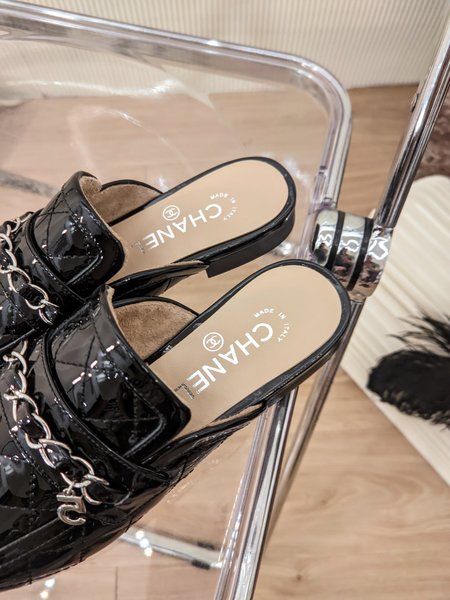 Chanel Chain Slippers CC Pendant