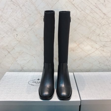 Prada Cowhide and Nylon Boots Triangle Logo