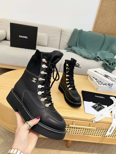 Chanel Coco CC black high boots