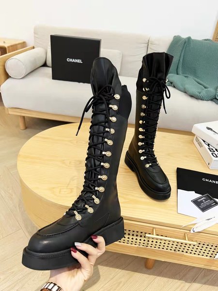 Chanel Coco CC2 black high boots calfskin