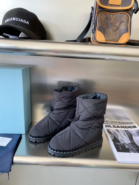 Prada Triangle Logo Waterproof Snow Boots