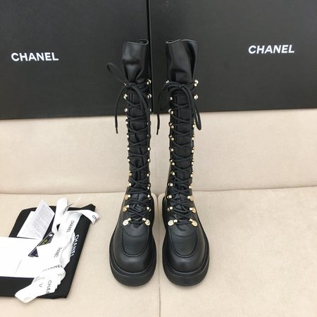 Chanel Coco CC2 black high boots calfskin