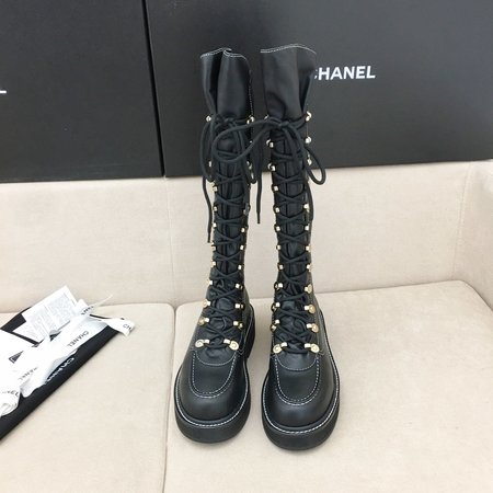 Chanel Coco CC2 black high boots calfskin