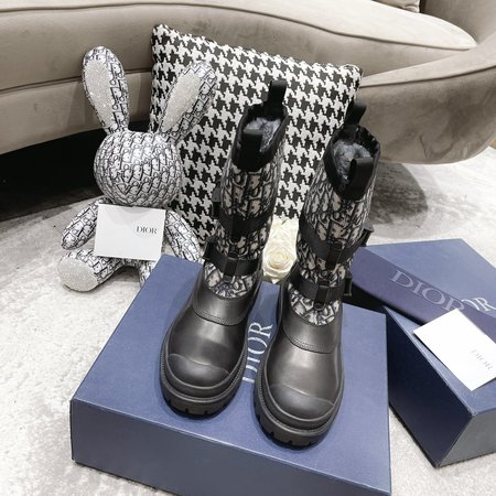 Dior Classic pattern short boots with thick fleece lining