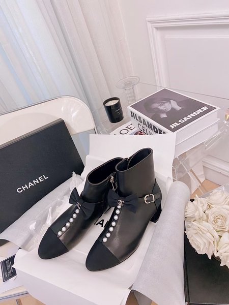 Chanel Classic Pearl Booties with CC Logo