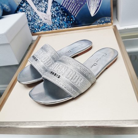 Dior Embroidered Diamond Slippers