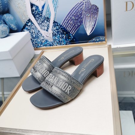 Dior Embroidered Diamond Slippers