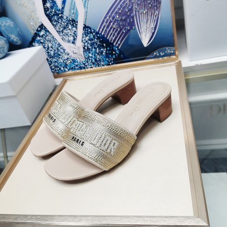 Dior Embroidered Diamond Slippers