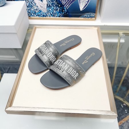 Dior Embroidered Diamond Slippers