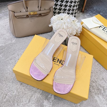 Fendi FF film slippers with high heels