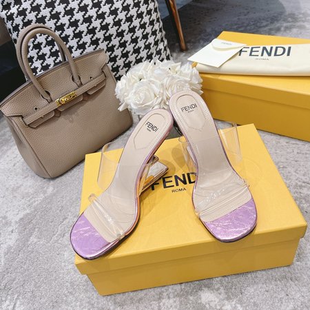 Fendi FF film slippers with high heels