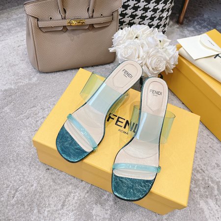 Fendi FF film slippers with high heels