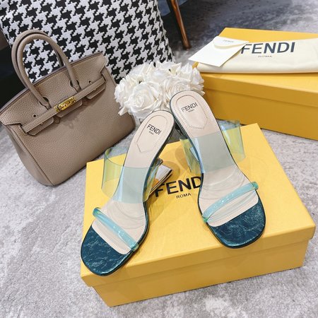 Fendi FF film slippers with high heels