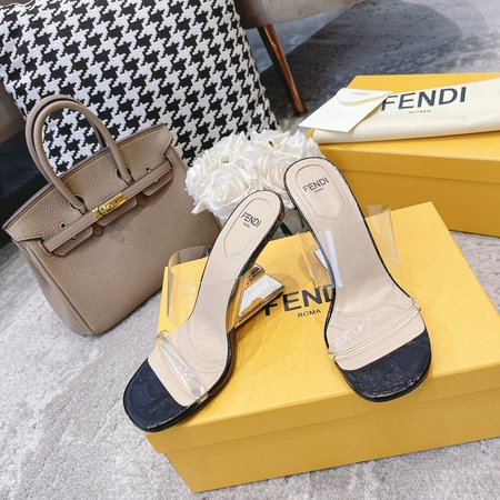 Fendi FF film slippers with high heels