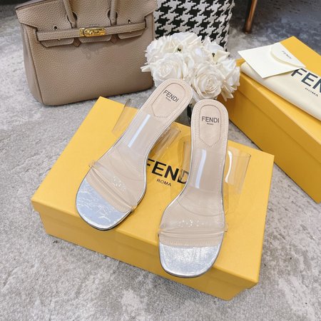 Fendi FF film slippers with high heels