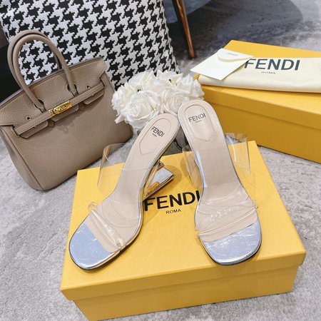 Fendi FF film slippers with high heels