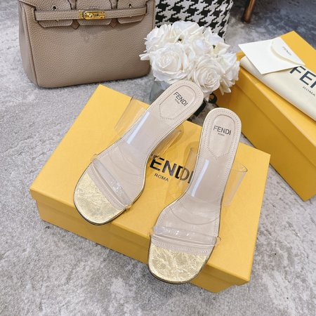 Fendi FF film slippers with high heels