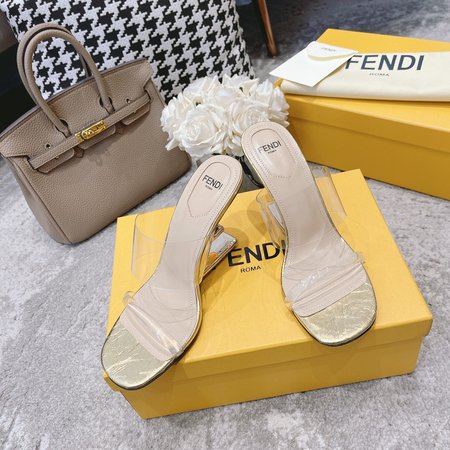 Fendi FF film slippers with high heels