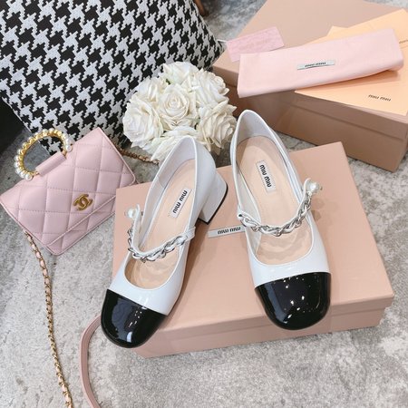 Miu Miu pearl chain princess shoes