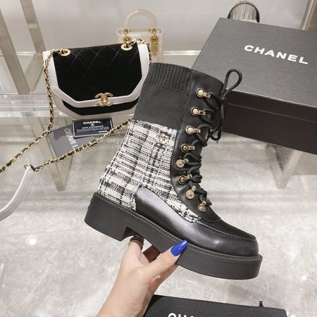 Chanel martin boots leather