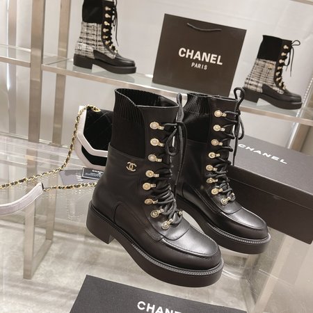 Chanel martin boots leather