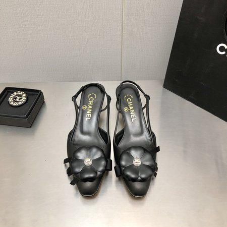 Chanel small square toe high heels