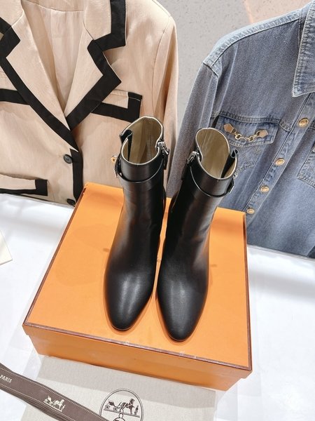 Hermes calfskin high heel boots