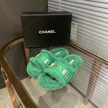 Chanel Pure fur integrated wool slippers