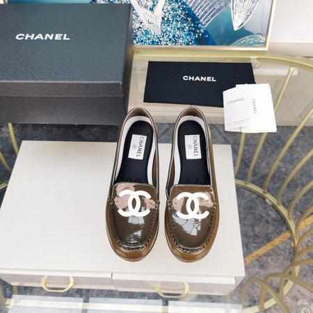 Chanel Patent leather thick heel women s shoes