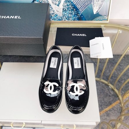 Chanel Patent leather thick heel women s shoes