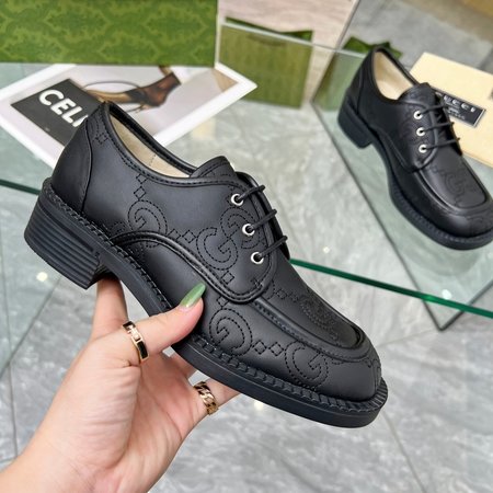 Gucci square toe casual leather shoes