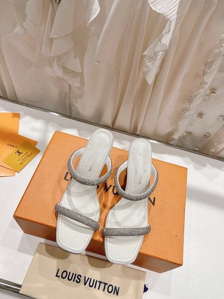 Louis Vuitton rhinestone wedge slippers