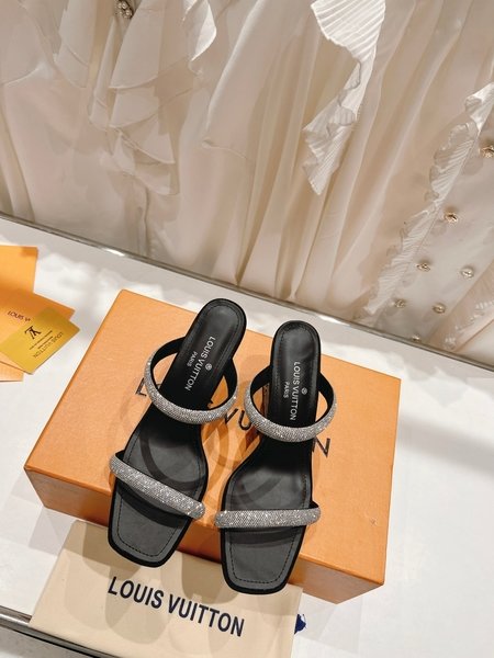 Louis Vuitton rhinestone wedge slippers