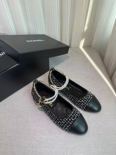 Chanel Camellia Pearl Anklet Flats Ballet Shoes