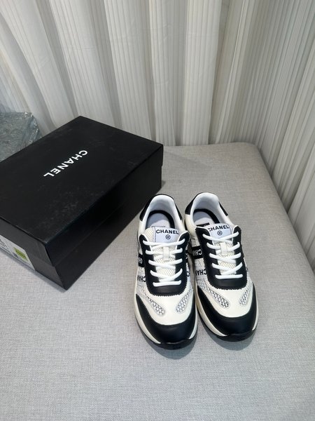 Chanel Checkered wool stitching casual sneakers