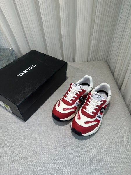 Chanel Checkered wool stitching casual sneakers