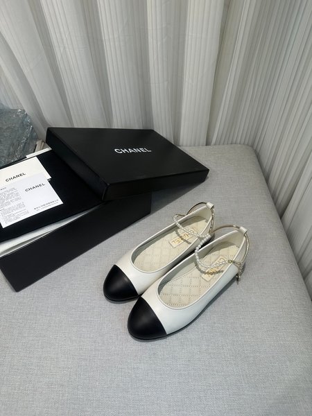 Chanel CC Camellia Pearl Anklet Embellished Ballet Shoes