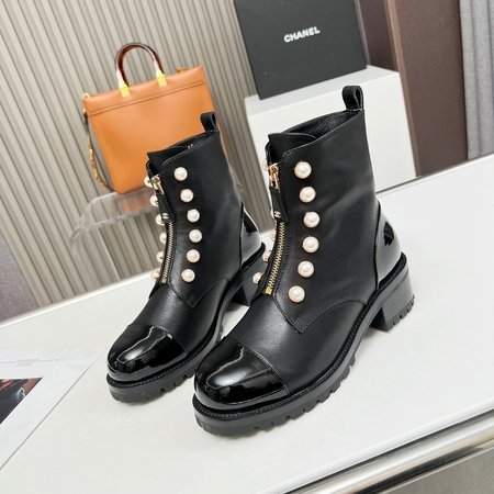 Chanel pearl zipper boots