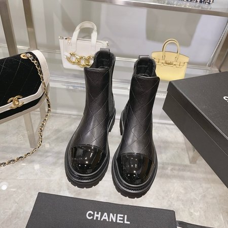 Chanel CC thick-soled wedge-heeled Chelsea boots/boots