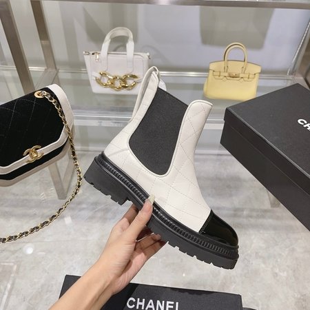 Chanel CC thick-soled wedge-heeled Chelsea boots/boots