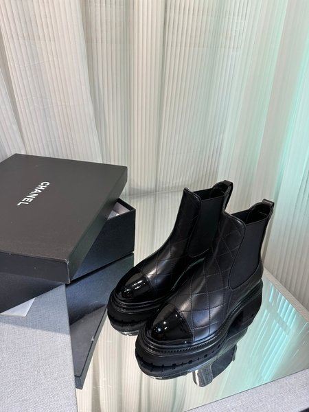 Chanel CC platform wedge Chelsea boots