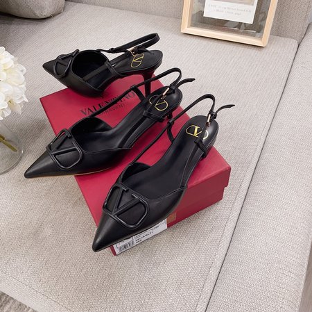 Valentino Pointed back hollow stiletto sandals in sheepskin