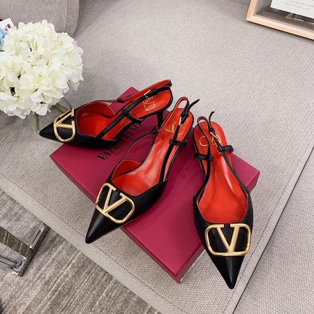 Valentino Pointed back hollow stiletto sandals in sheepskin