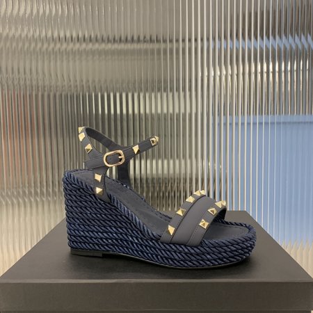 Valentino Studded calfskin braided Wedges